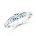 thumbnail image 1 of ANGARA Natural Vintage Style Three Stone Aquamarine Wedding Band in 14K White Gold for Women (Size-4mm) | March Birthstone, Birthday, Anniversary, Jewelry Gift for Women | Natural Aquamarine Ring, 1 of 7