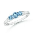 thumbnail image 1 of ANGARA Natural Vintage Style Three Stone Aquamarine Wedding Band in 925 Sterling Silver for Women (Size-4mm) | March Birthstone, Anniversary, Jewelry Gift for Women | Natural Aquamarine Ring, 1 of 7