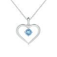 thumbnail image 1 of ANGARA Natural Solitaire Round Aquamarine Open Heart Pendant in 14K White Gold for Women (Size-4mm) | March Birthstone, Birthday, Anniversary, Jewelry Gift for Women | Natural Aquamarine Necklace, 1 of 8