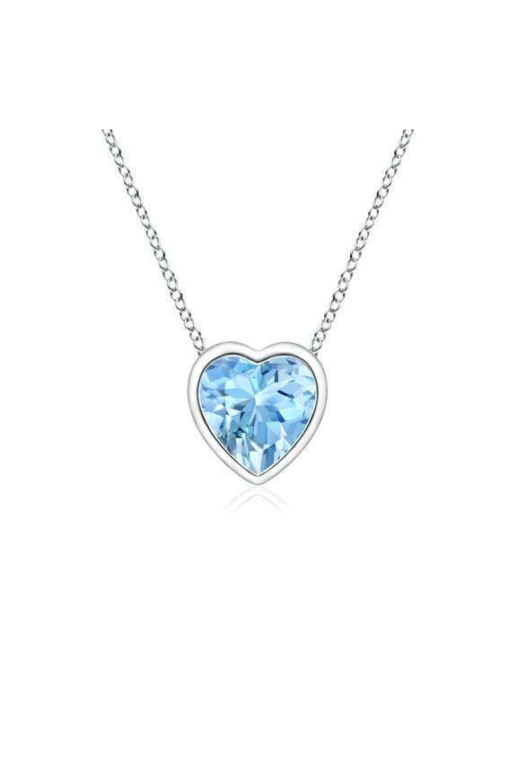 Natural 0.2 Ct. Aquamarine Solitaire Pendant Necklace in 14K White Gold for Women with 18 Inches Chain