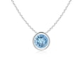 thumbnail image 1 of ANGARA Natural Bezel-Set Round Aquamarine Solitaire Pendant in 925 Sterling Silver for Women (Size-4mm) | March Birthstone, Birthday, Anniversary, Jewelry Gift for Women | Natural Aquamarine Necklace, 1 of 7
