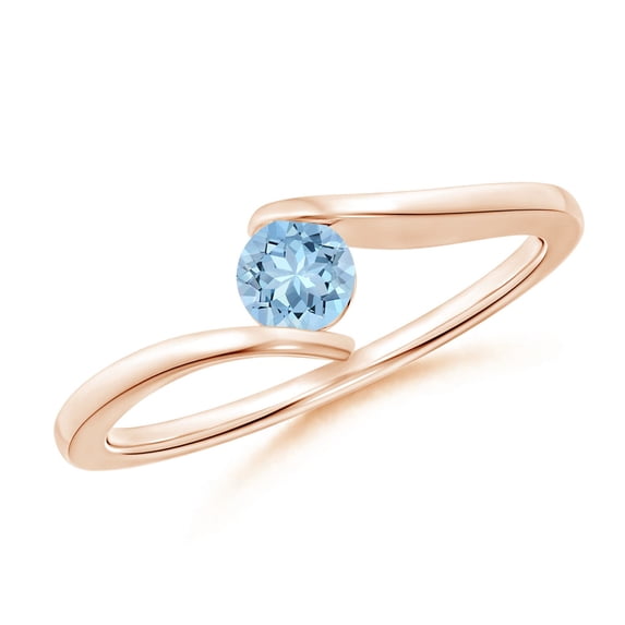 Angara Natural 0.2 Ct. Aquamarine Solitaire Ring in 14K Rose Gold for Women (Ring Size: 5.5)