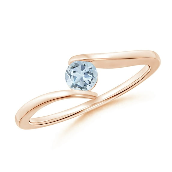 Angara Natural 0.2 Ct. Aquamarine Solitaire Ring in 14K Rose Gold for Women (Ring Size: 7.5)
