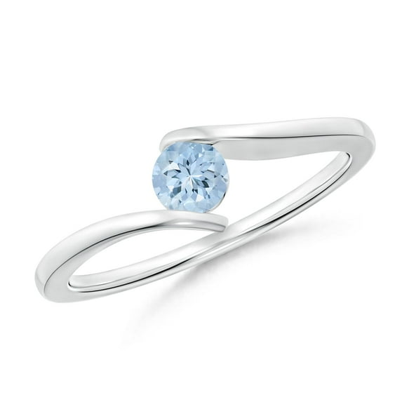 Angara Natural 0.2 Ct. Aquamarine Solitaire Ring in 14K White Gold for Women (Ring Size: 12)