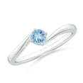 thumbnail image 1 of ANGARA Natural Classic Round Aquamarine Solitaire Bypass Ring in 14K White Gold for Women (Size-4mm) | March Birthstone, Birthday, Anniversary, Jewelry Gift for Women | Natural Aquamarine Ring, 1 of 9