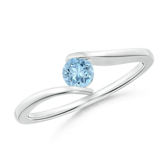 Angara Natural 0.2 Ct. Aquamarine Solitaire Ring in 14K White Gold for Women (Ring Size: 6)