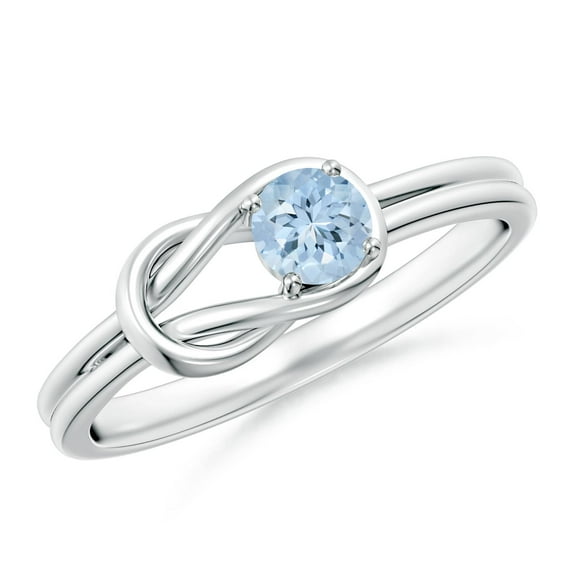 ANGARA Natural Solitaire Aquamarine Infinity Knot Engagement Ring in 14K White Gold for Women (Size-4mm) | March Birthstone, Birthday, Anniversary, Jewelry Gift for Women | Natural Aquamarine Ring