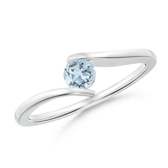 Angara Natural 0.2 Ct. Aquamarine Solitaire Ring in 14K White Gold for Women (Ring Size: 7)