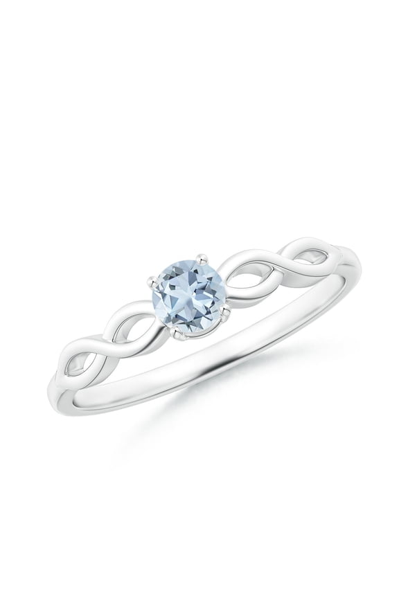 Natural Solitaire Aquamarine Infinity Shank Ring in 14K White Gold for Women (Size-4mm) | March Birthstone, Birthday, Anniversary, Jewelry Gift for Women | Natural Aquamarine Ring