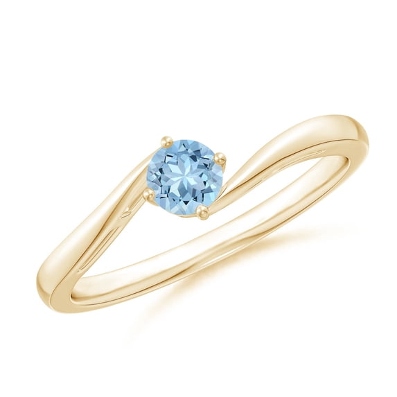 Angara Natural 0.2 Ct. Aquamarine Solitaire Ring in 14K Yellow Gold for Women (Ring Size: 3)