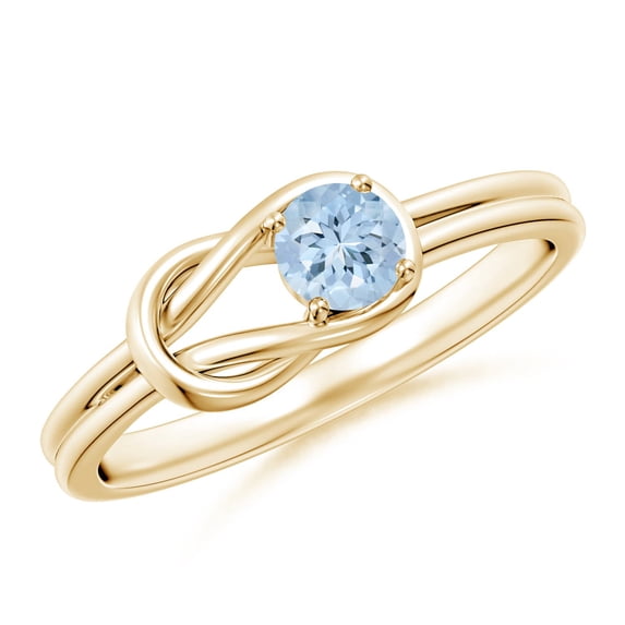 ANGARA Natural Solitaire Aquamarine Infinity Knot Engagement Ring in 14K Yellow Gold for Women (Size-4mm) | March Birthstone, Birthday, Anniversary, Jewelry Gift for Women | Natural Aquamarine Ring