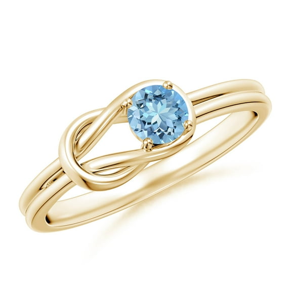 ANGARA Natural Solitaire Aquamarine Infinity Knot Engagement Ring in 14K Yellow Gold for Women (Size-4mm) | March Birthstone, Birthday, Anniversary, Jewelry Gift for Women | Natural Aquamarine Ring