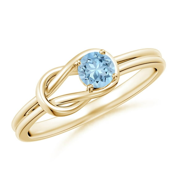 ANGARA Natural Solitaire Aquamarine Infinity Knot Engagement Ring in 14K Yellow Gold for Women (Size-4mm) | March Birthstone, Birthday, Anniversary, Jewelry Gift for Women | Natural Aquamarine Ring