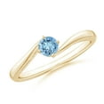 thumbnail image 1 of ANGARA Natural Classic Round Aquamarine Solitaire Bypass Ring in 14K Yellow Gold for Women (Size-4mm) | March Birthstone, Birthday, Anniversary, Jewelry Gift for Women | Natural Aquamarine Ring, 1 of 9