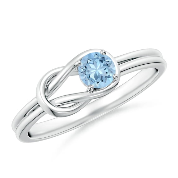 ANGARA Natural Solitaire Aquamarine Infinity Knot Engagement Ring in 925 Sterling Silver for Women (Size-4mm) | March Birthstone, Anniversary, Jewelry Gift for Women | Natural Aquamarine Ring