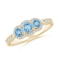 thumbnail image 1 of Angara Natural 0.2 Ct. Aquamarine with Diamond Classic Ring in 14K Yellow Gold for Women (Ring Size: 3), 1 of 9