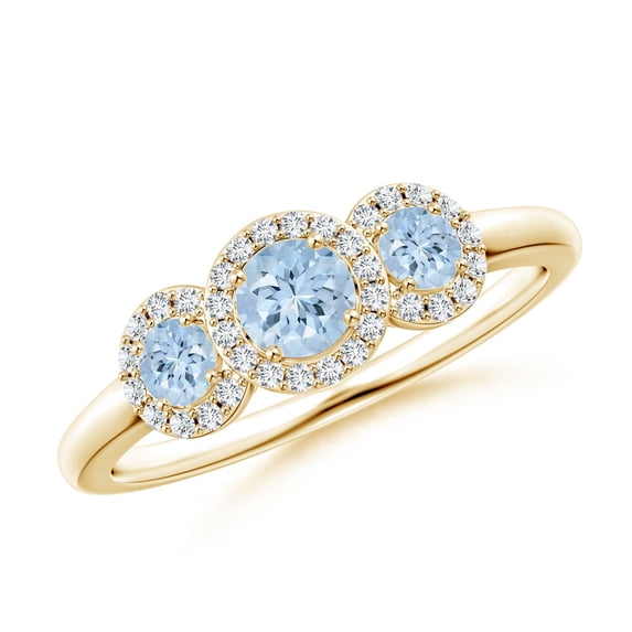 Angara Natural 0.2 Ct. Aquamarine with Diamond Classic Ring in 14K Yellow Gold for Women (Ring Size: 3)