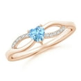 thumbnail image 1 of ANGARA Natural Solitaire Aquamarine Heart Promise Ring with Diamond Accents in 14K Rose Gold for Women (Size-4mm) | March Birthstone, Anniversary, Jewelry Gift for Women | Natural Aquamarine Ring, 1 of 7