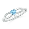thumbnail image 1 of ANGARA Natural Solitaire Aquamarine Heart Promise Ring with Diamond Accents in 14K White Gold for Women (Size-4mm) | March Birthstone, Anniversary, Jewelry Gift for Women | Natural Aquamarine Ring, 1 of 7