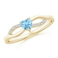 thumbnail image 1 of ANGARA Natural Solitaire Aquamarine Heart Promise Ring with Diamond Accents in 14K Yellow Gold for Women (Size-4mm) | March Birthstone, Anniversary, Jewelry Gift for Women | Natural Aquamarine Ring, 1 of 9