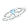 thumbnail image 1 of ANGARA Natural Aquamarine Heart Promise Ring with Diamond Accents in 925 Sterling Silver for Women (Size-4mm) | March Birthstone, Anniversary, Jewelry Gift for Women | Natural Aquamarine Ring, 1 of 9