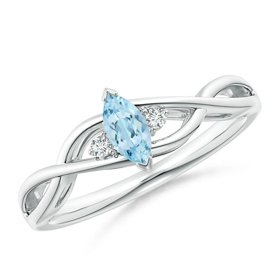 Angara Natural 0.2 Ct. Aquamarine with Diamond Infinity Ring in 14K White Gold for Women (Ring Size: 3.5)