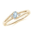 thumbnail image 1 of ANGARA Natural Aquamarine and Diamond Split Shank Ring in 14K Yellow Gold for Women (Size-5x3mm) | March Birthstone, Birthday, Anniversary, Jewelry Gift for Women | Natural Aquamarine Ring, 1 of 9