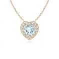 thumbnail image 1 of ANGARA Natural Heart-Shaped Aquamarine Pendant with Diamond Halo in 14K Rose Gold for Women (Size-4mm) | March Birthstone, Birthday, Anniversary, Jewelry Gift for Women | Natural Aquamarine Necklace, 1 of 8