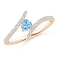thumbnail image 1 of ANGARA Natural Trillion Aquamarine Pisces Bypass Ring with Diamonds in 14K Rose Gold for Women (Size-4mm) | March Birthstone, Birthday, Anniversary, Jewelry Gift for Women | Natural Aquamarine Ring, 1 of 12
