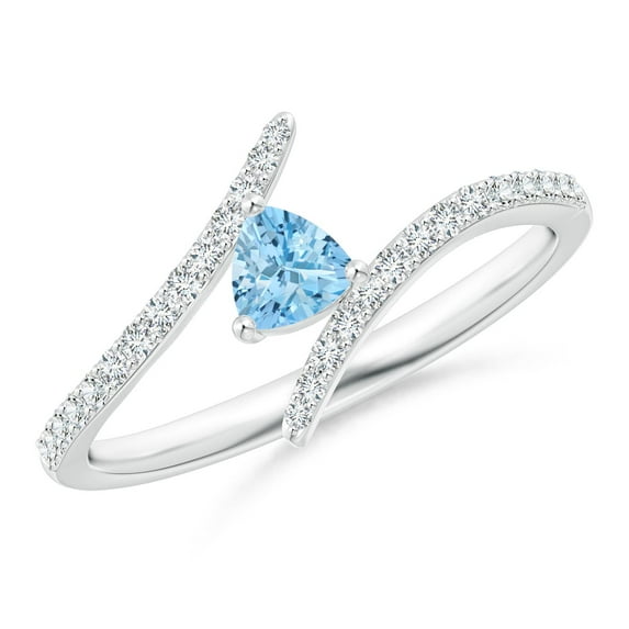 Angara Natural 0.2 Ct. Aquamarine with Diamond Solitaire Ring in 14K White Gold for Women (Ring Size: 3.5)