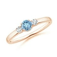 thumbnail image 1 of ANGARA Natural Classic Aquamarine and Diamond Three Stone Engagement Ring in 14K Rose Gold for Women (Size-4mm) | March Birthstone, Anniversary, Jewelry Gift for Women | Natural Aquamarine Ring, 1 of 10
