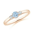 thumbnail image 1 of Angara Natural 0.2 Ct. Aquamarine with Diamond Three Stone Ring in 14K Rose Gold for Women (Ring Size: 3.5), 1 of 12