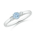 thumbnail image 1 of ANGARA Natural Classic Aquamarine and Diamond Three Stone Engagement Ring in 925 Sterling Silver for Women (Size-4mm) | March Birthstone, Anniversary, Jewelry Gift for Women | Natural Aquamarine Ring, 1 of 9