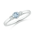 thumbnail image 1 of ANGARA Natural Classic Aquamarine and Diamond Three Stone Engagement Ring in 925 Sterling Silver for Women (Size-4mm) | March Birthstone, Anniversary, Jewelry Gift for Women | Natural Aquamarine Ring, 1 of 10