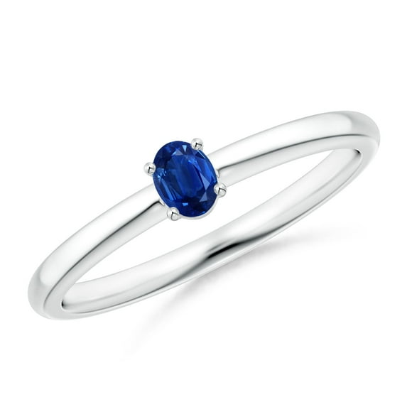 ANGARA Natural Classic Solitaire Oval Blue Sapphire Promise Ring in 14K White Gold for Women (Size-4x3mm) | September Birthstone, Anniversary, Jewelry Gift for Women | Natural Blue Sapphire Ring