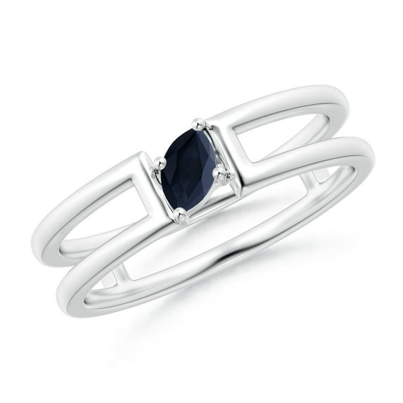 Angara Natural 0.2 Ct. Blue Sapphire Solitaire Ring in 14K White Gold for Women (Ring Size: 3.5)