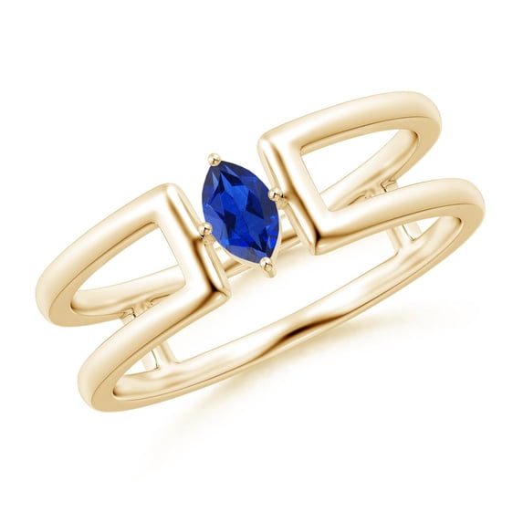 Angara Natural 0.2 Ct. Blue Sapphire Solitaire Ring in 14K Yellow Gold for Women (Ring Size: 3)