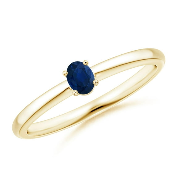 ANGARA Natural Classic Solitaire Oval Blue Sapphire Promise Ring in 14K Yellow Gold for Women (Size-4x3mm) | September Birthstone, Anniversary, Jewelry Gift for Women | Natural Blue Sapphire Ring