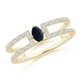 thumbnail image 1 of Angara Natural 0.2 Ct. Blue Sapphire with Diamond Classic Ring in 14K Yellow Gold for Women (Ring Size: 3.5), 1 of 9