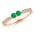 thumbnail image 1 of ANGARA Natural Vintage Inspired Two Stone Emerald Ring with Diamonds in 14K Rose Gold for Women (Size-3mm) | May Birthstone, Birthday, Anniversary, Jewelry Gift for Women | Natural Emerald Ring, 1 of 8