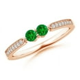 thumbnail image 1 of ANGARA Natural Vintage Inspired Two Stone Emerald Ring with Diamonds in 14K Rose Gold for Women (Size-3mm) | May Birthstone, Birthday, Anniversary, Jewelry Gift for Women | Natural Emerald Ring, 1 of 8