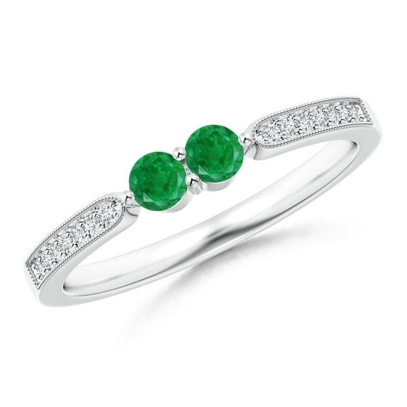 Angara Natural 0.2 Ct. Emerald with Diamond Classic Ring in 14K White Gold for Women (Ring Size: 11.5)