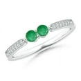 thumbnail image 1 of ANGARA Natural Vintage Inspired Two Stone Emerald Ring with Diamonds in 14K White Gold for Women (Size-3mm) | May Birthstone, Birthday, Anniversary, Jewelry Gift for Women | Natural Emerald Ring, 1 of 8