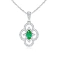 thumbnail image 1 of ANGARA Natural Vintage Style Emerald and Diamond Clover Pendant in 14K White Gold for Women (Size-5x3mm) | May Birthstone, Birthday, Anniversary, Jewelry Gift for Women | Natural Emerald Necklace, 1 of 8