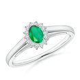 thumbnail image 1 of Angara Natural 0.2 Ct. Emerald with Diamond Halo Ring in 14K White Gold for Women (Ring Size: 11.5), 1 of 10