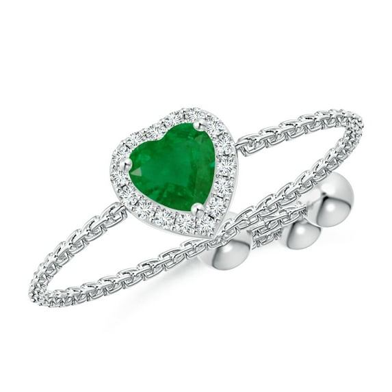 Angara Natural 0.2 Ct. Emerald with Diamond Halo Ring in 14K White Gold for Women (Ring Size: 3.5)