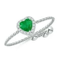 thumbnail image 1 of ANGARA Natural Heart-Shaped Emerald Bolo Ring with Diamond Halo in 14K White Gold for Women (Size-4mm) | May Birthstone, Birthday, Anniversary, Jewelry Gift for Women | Natural Emerald Ring, 1 of 9