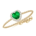 thumbnail image 1 of Angara Natural 0.2 Ct. Emerald with Diamond Halo Ring in 14K Yellow Gold for Women (Ring Size: 12), 1 of 9