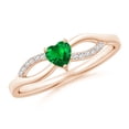 thumbnail image 1 of ANGARA Natural Solitaire Emerald Heart Promise Ring with Diamond Accents in 14K Rose Gold for Women (Size-4mm) | May Birthstone, Birthday, Anniversary, Jewelry Gift for Women | Natural Emerald Ring, 1 of 8