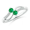 thumbnail image 1 of ANGARA Natural Classic Two Stone Emerald Bypass Split Shank Ring in 14K White Gold for Women (Size-3mm) | May Birthstone, Birthday, Anniversary, Jewelry Gift for Women | Natural Emerald Ring, 1 of 8